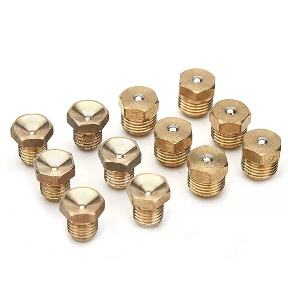 Grease Oil Cup Brass Press Ball Male Thread Push Button Flat Funnel Head Spring Nozzle Gas Engine Motor Repair Replacement Part