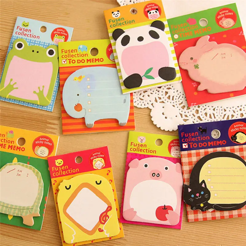 

8Pcs Animal Cat Panda Cute Kawaii Sticky Notes Memo Pad School Supplies