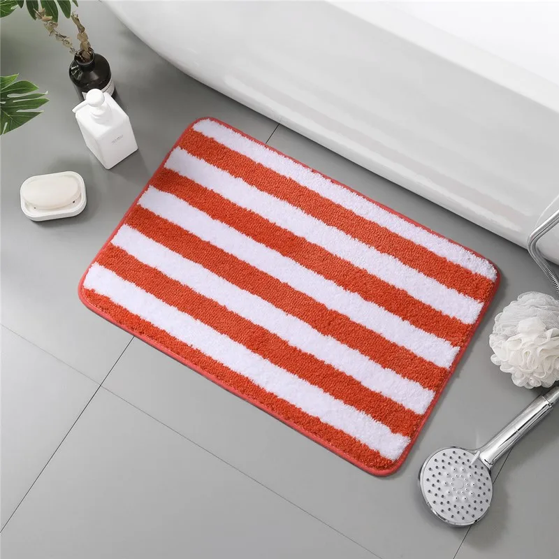 

Stripes Pattern Bathroom Carpets Toilet Bath Water Absorbent Floor Rugs Anti-slip Washroom Shower Room Doormat Bathtub Feet Pad