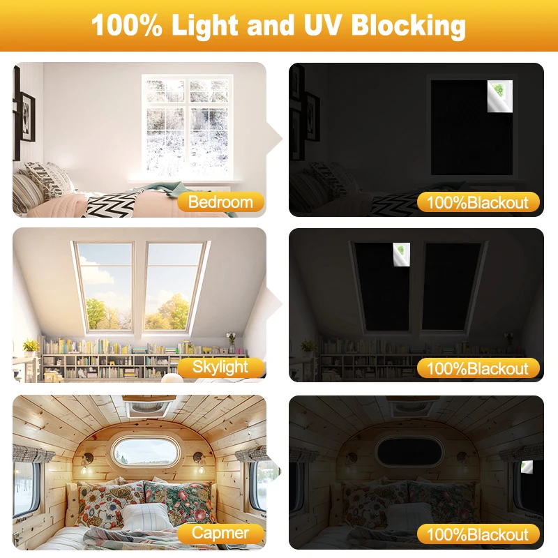 100% Blackout Curtain Removable Portable Travel Blocking Darkest Window Film Cloth Temporary DIY No Drill Blackout Curtains 5