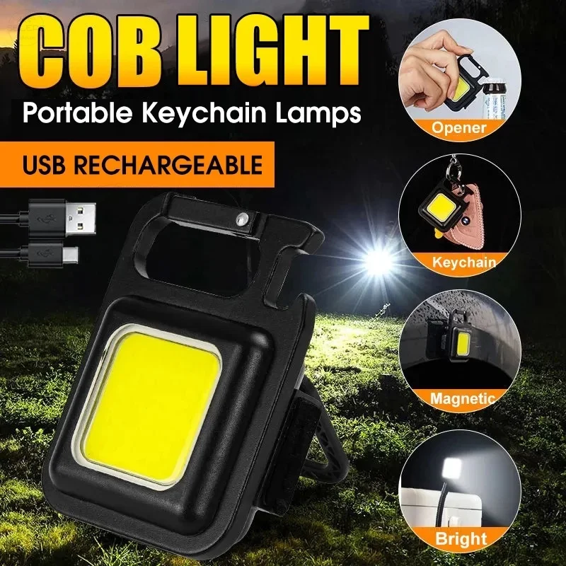 Mini Flashlight Rechargeable Glare Cob Keychain Light Usb Charging