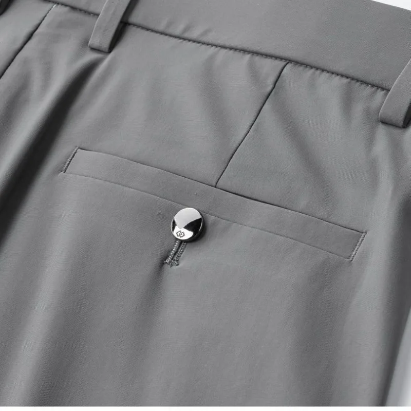 Comfortable Minimalist Business Casual 2024 Summer Men's New Spliced Button Zipper Pocket Fashion Solid Slim Straight Leg Pants