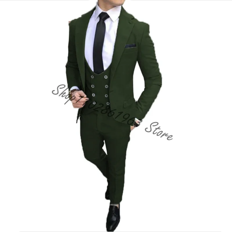 Grey Suits for Men Slim Fit Groomsmen Wedding Tuxedos Tailor-made Formal Business Blazer Vest Pants 3Pcs Terno Masculino