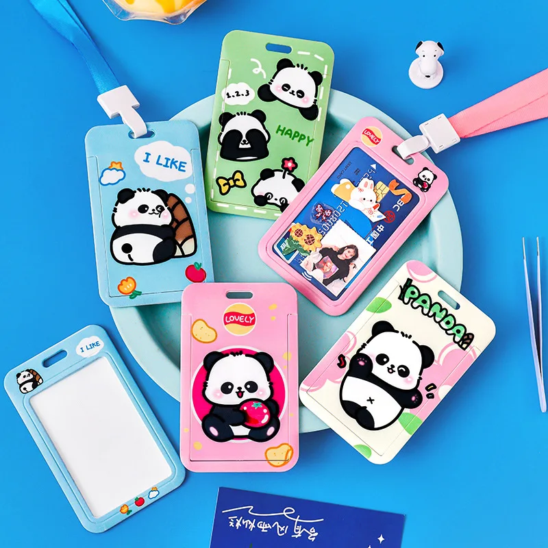 

20 pcs/lot Kawaii Panda Card Holder Cute Keychains Bank Card ID Bus Photo Album Holders Stationery Gift School Supplies