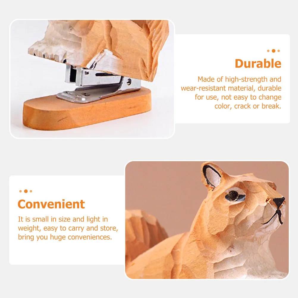 나무 동물 스테이플러 다람쥐 디자인 목각 조각상 데스크탑 사무실 학교 문구 나무 스테이플러