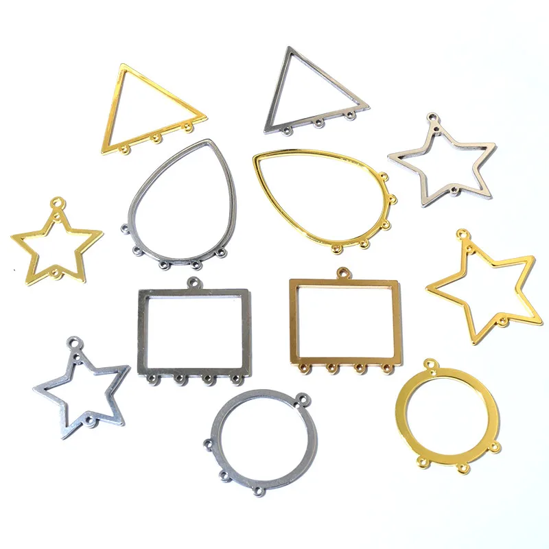 10 Stück Edelstahl Gold Farbe Charms Geometrische Stanz rohlinge DIY Porous Connector Anhänger Halskette Ohrring Zubehör