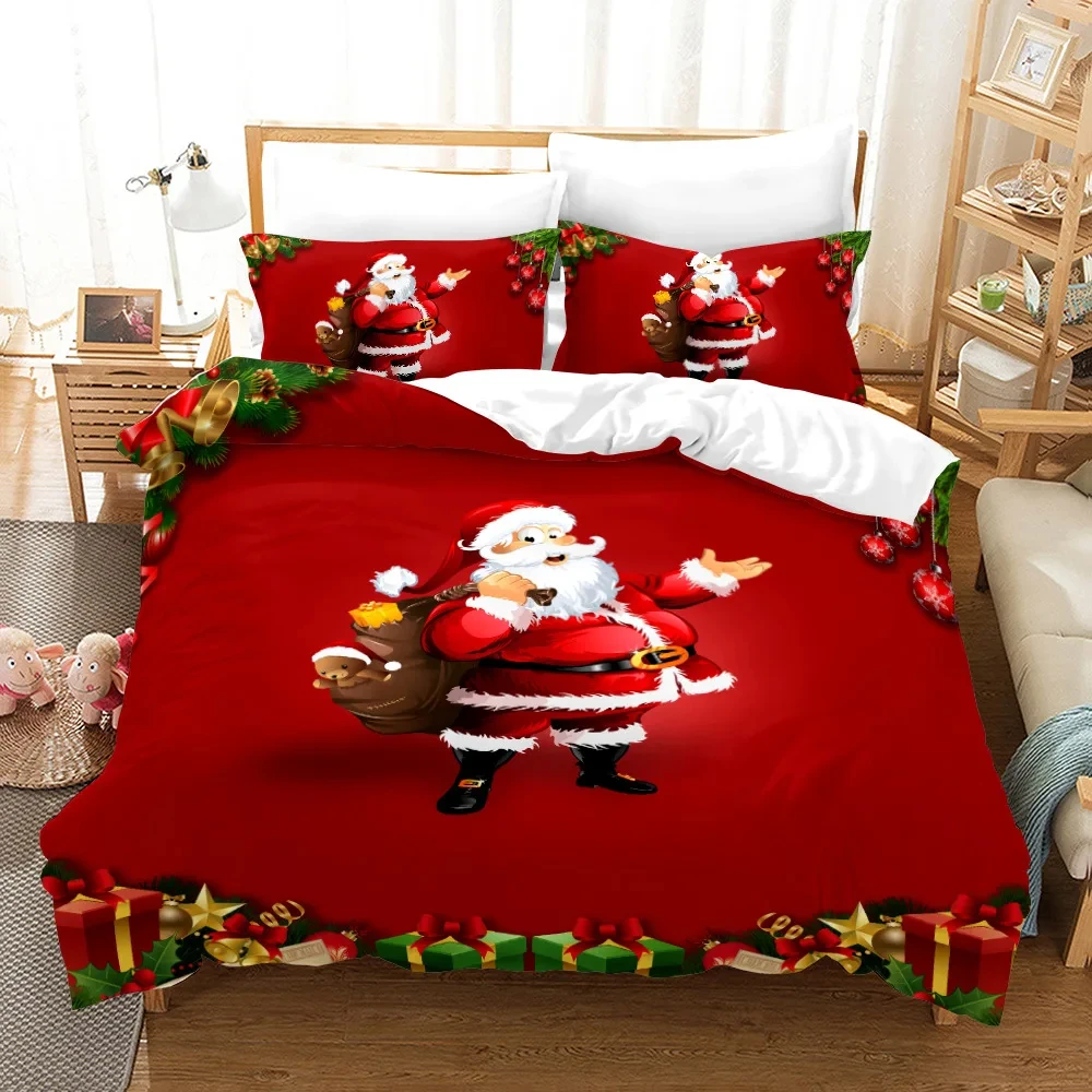 Christmas Bedding Set Linens Duvet Cover Kids Quilt Covers Cartoon Comforter Cover Pillow Case Full Size Decor Bedroom Textile 4