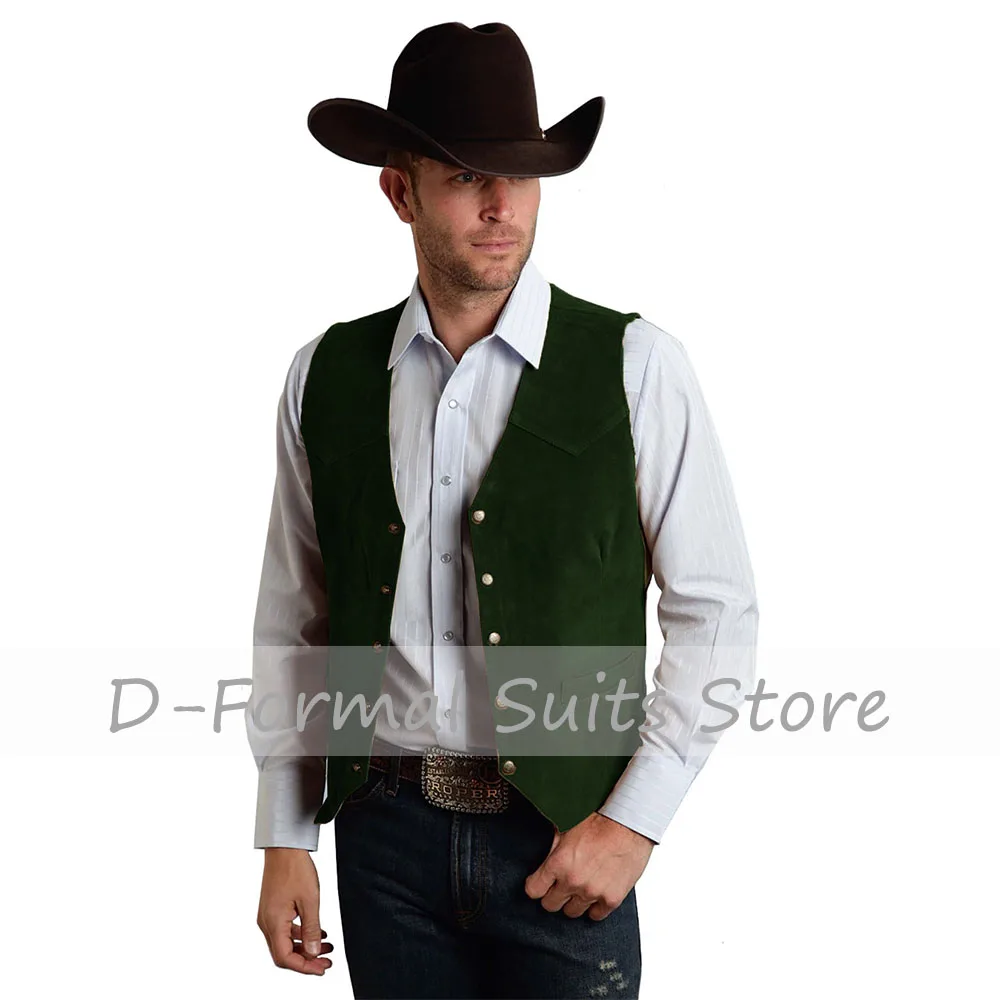 

Men's Western Denim Casul Vest Chalecos Steampunk Tank Top Summer Party British Style Suede Leather Sleeveless Jacket