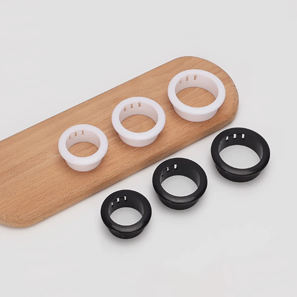 Protective Ring Black Round Nylon Snap-on Wire Grommet Computer Desk Wire Hole Cover Seal Ring Hole Plug Cable Protector