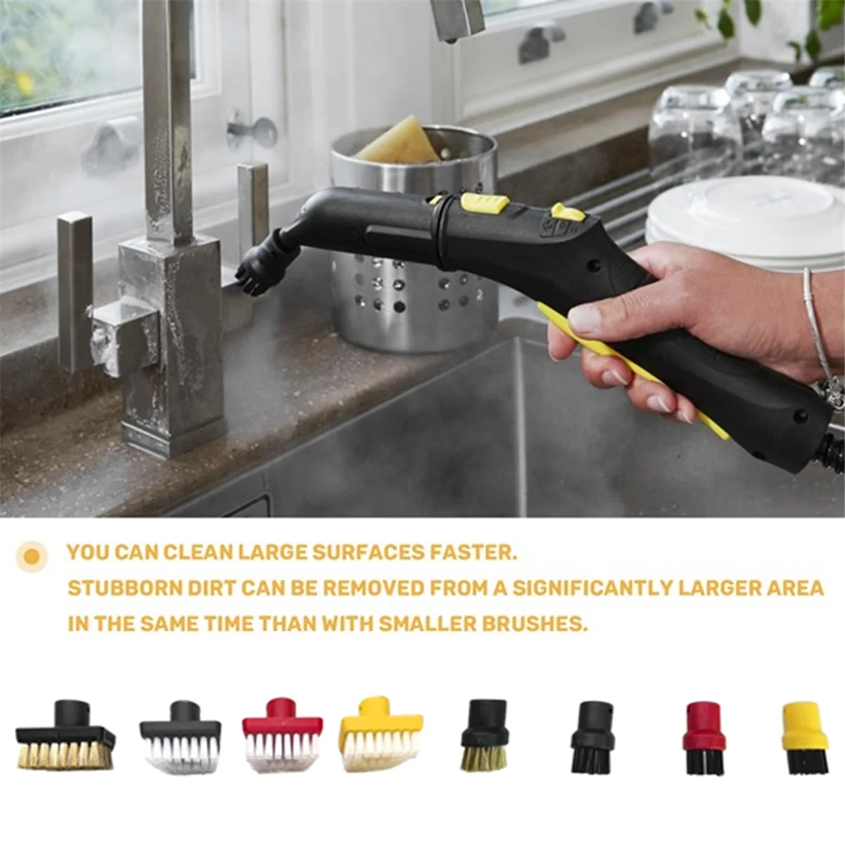 FZFZ Small T Brush Set for SC1 SC2 SC3 SC4 SC5 SC7 Steam Cleaner Part Replacement Nozzle Brush Stubborn Stain Remove