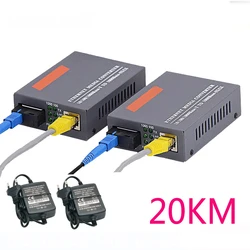 Gigabit Fiber Optical Media Converter with Single Fiber SC Port and External Power Supply (With 20KM module)