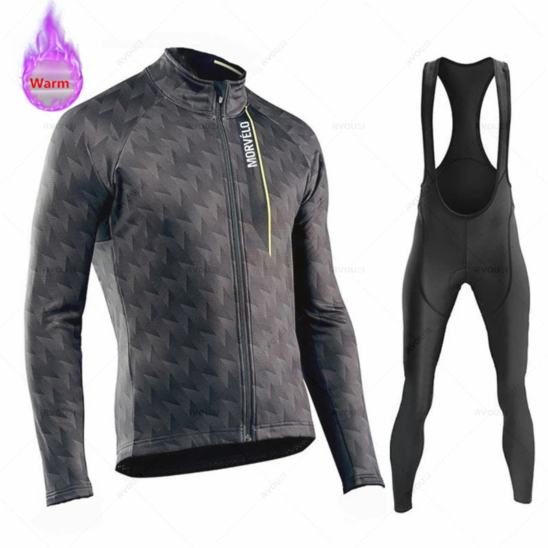 Men Winter Cycling Jersey Set Thermal Fleece Bicycle Clothing Road Bike Shirt MTB Uniform Ropa Ciclismo Warm Bib Pants