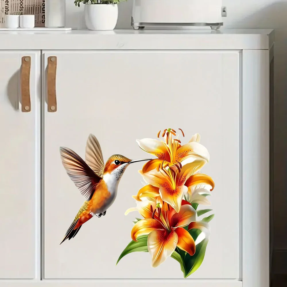 Floral & Hummingbird Waterproof Vinyl Stickers