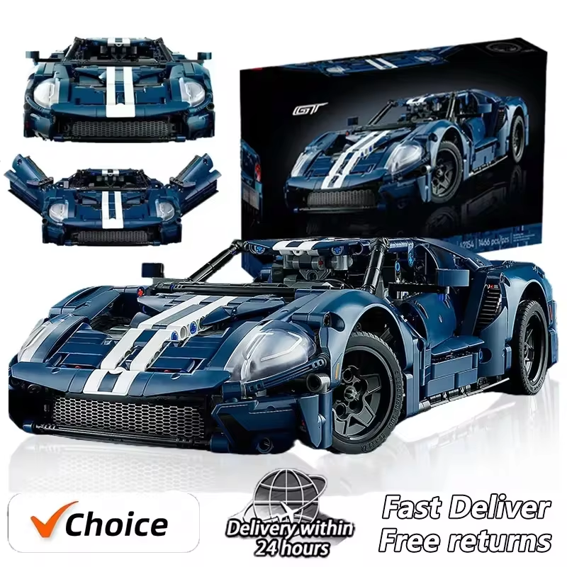 Technical 2022 Blue GT 42154 Race Car Model Kit for Adult to MOC Build Collectible Set 1:12 Scale Supercar DIY Toy Birthday Gift