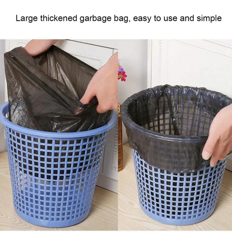 Black Household Disposable Garbage Bag Kitchen Bathroom Storage Garbage Bin Lining Flat Top Cleaning Bag 100PCS/Pack, trash bags,disposable trash bags,garbage bags