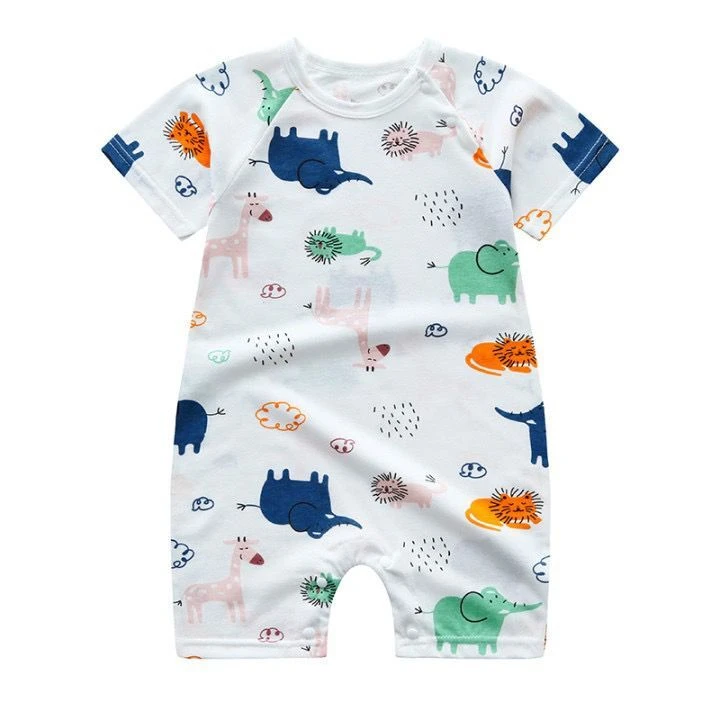 Newborn Baby Clothes Short Sleeve Romper Printed Cartoon Cute Baby Boys One-piece Clothes Toddler Jumpsuit Infantil Costume 2
