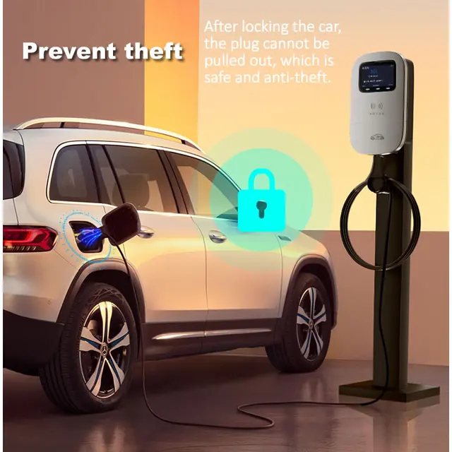 JIGU-Câble de Chargement Électrique pour Voiture, Station de Recharge pour Véhicule, Boîtier Mural de Type 2, 32A, 380V, 22kW 4
