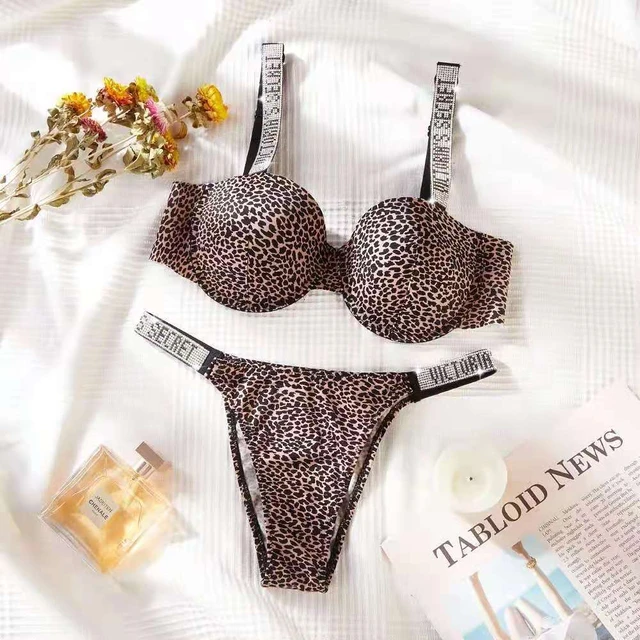 Leopard print bra Hot Drill Panty set - AliExpress