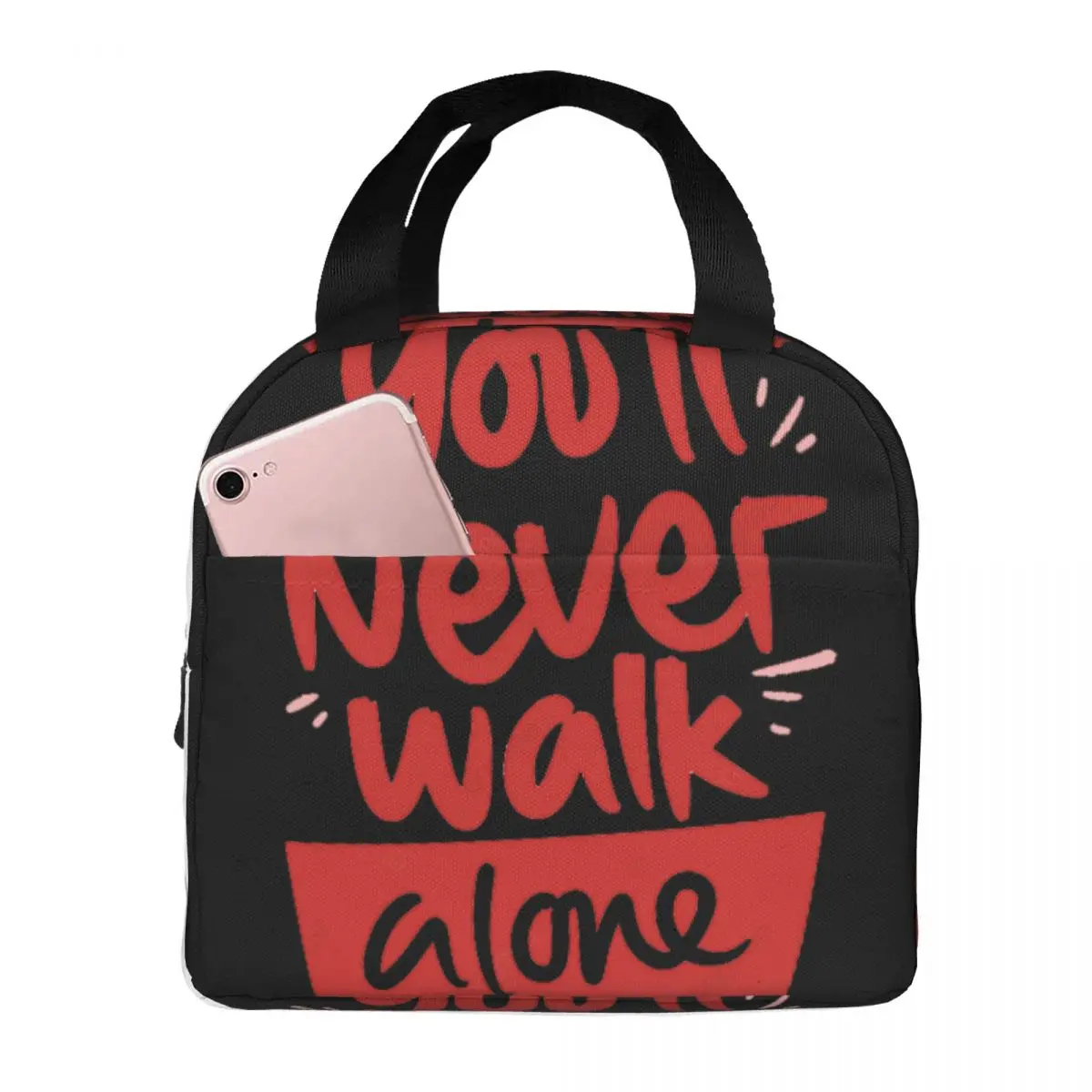 

Never Walk Alone Lunch Bag Unisex Portable Cooler Thermal Insulated Lunch Box Picnic Storage Food Bento Box