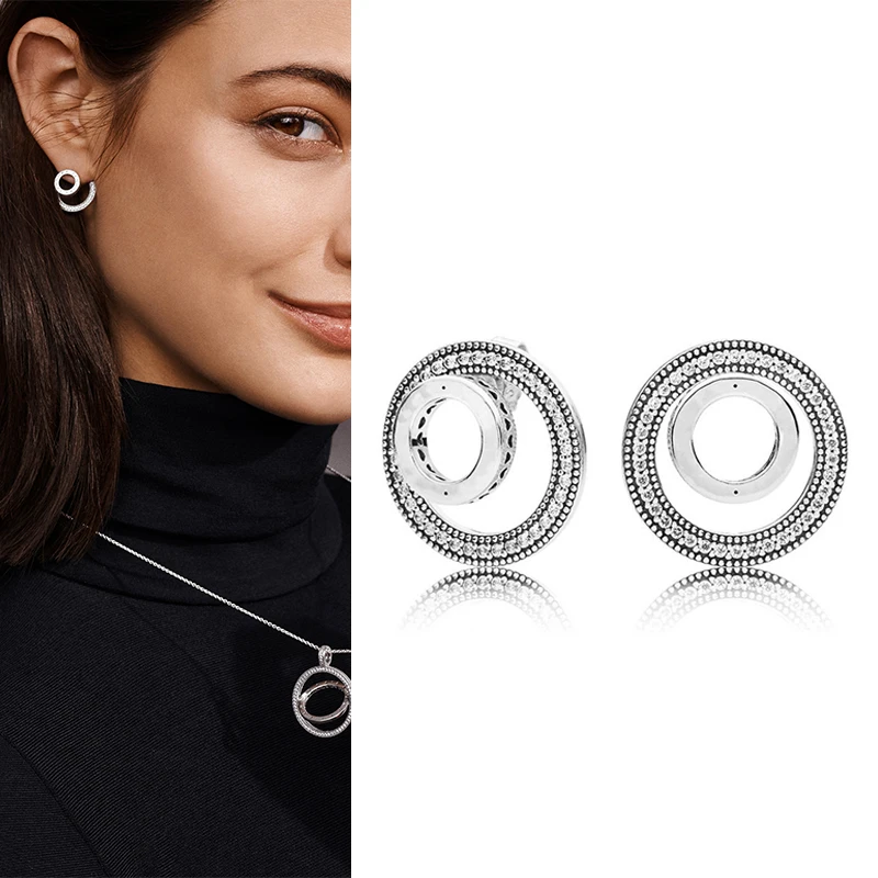 

Original 925 серьги Silver Pan Earrings Fashionable Two In One Detachable Pan Earrings For Women Wedding Gift Fashion Jewelry