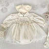 2024 New Autumn 0-24M Children Clothes Toddler Baby Girls Romper Long Sleeved Cotton Mesh Splicing Infant Baby Girls Jumpsuit