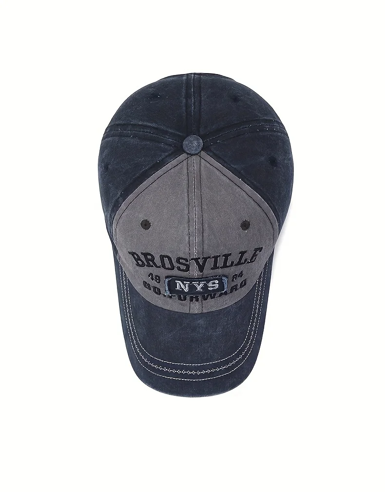 Four Seasons Herren-Baseballkappe, lässige, abgenutzte, gewaschene Baumwollkappe mit Buchstabenstickerei, gebogenem Schirm, Kuppelkappe, Freizeit-Sonnenhut – Detail 4