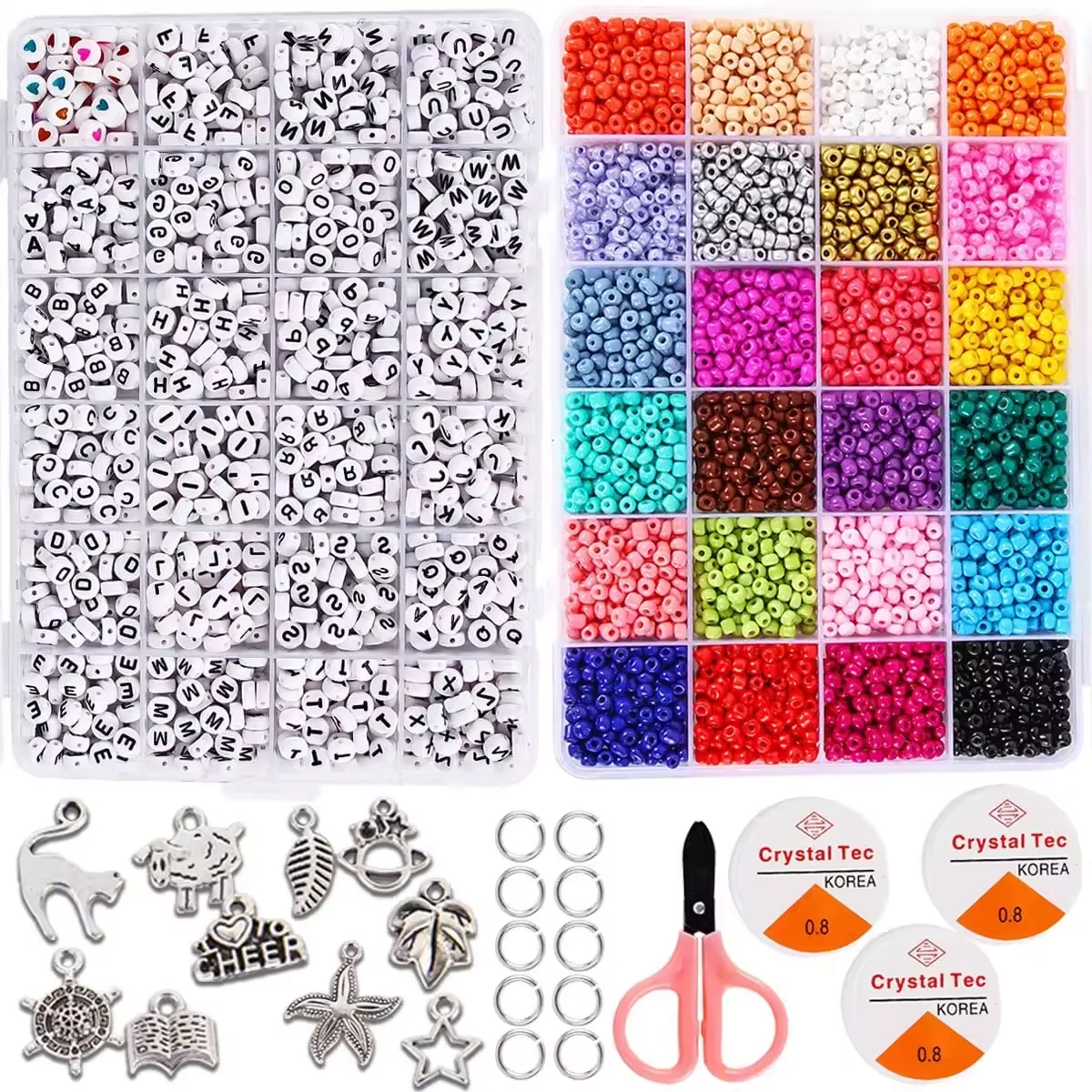 Rice Baeds and String Beads Jewelry Making Kit Various Sizes Bracelets Necklace Making Seed Beads Kit DIY Art Craft Accesorios