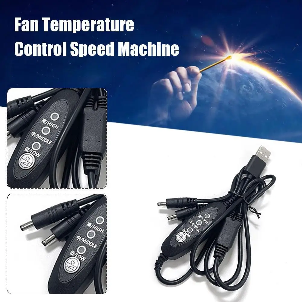 USB Fan Controller 3 Stage Wind Power Adjustment Cooling Clothes Fan Cable Controller Adaptor Connector
