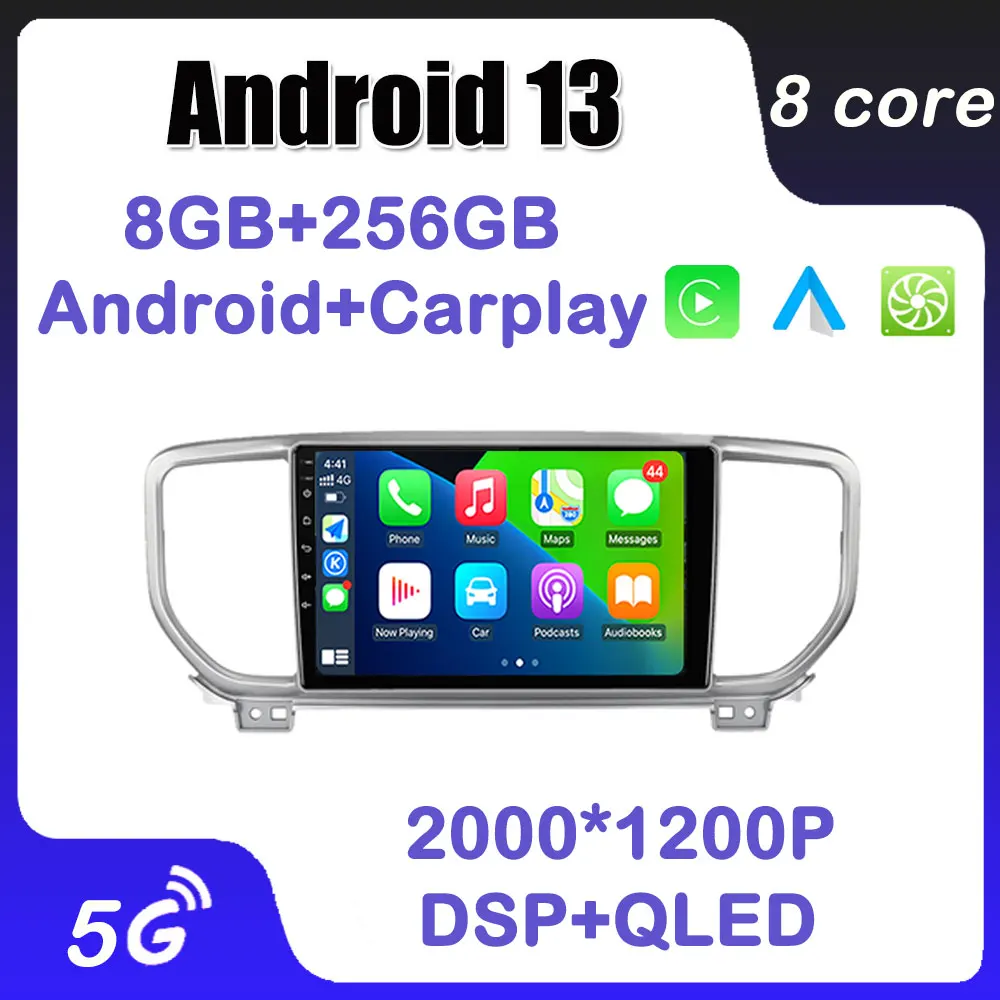 

Car Stereo Multimedia Head Unit Player Auto Radio GPS Android 14 For Kia Sportage 4 KX5 QL 2016- 2022 Audio BT WIFI 9” DSP IPS