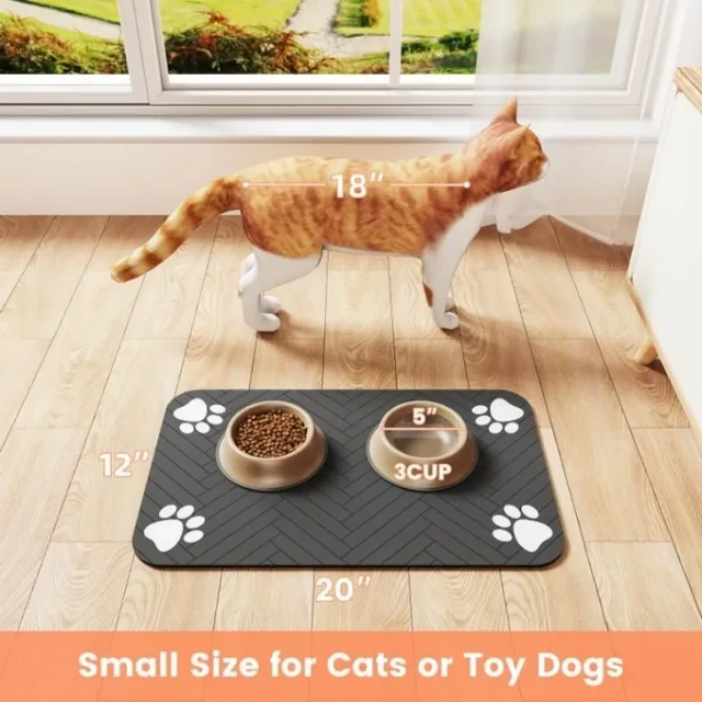 VIKAMA Pet Meal Mat Floor Mats, Diatomite Water-absorbent Easy to Clean Quick-Drying Food Mat, Dogs and Cats Feeding Placemat 5