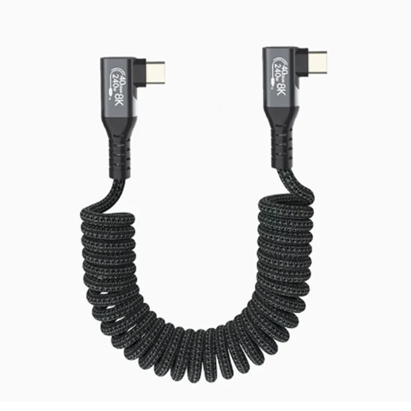 Revolutionary 90-Degree USB-C Coiled Cable - High-Speed Data Transfer & Power Delivery