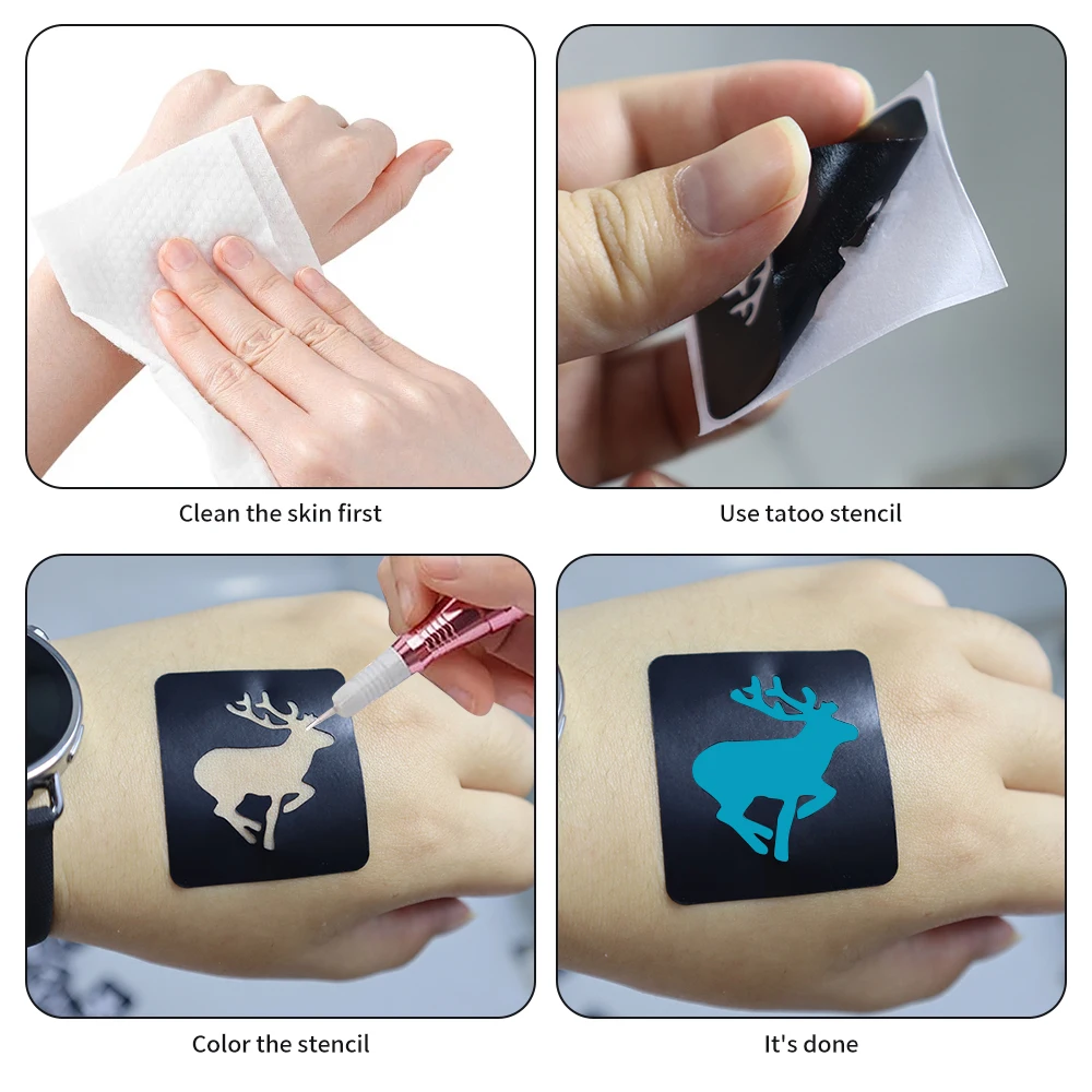 Temporary Tattoos Stencils for Girls and Boys Tattoo Kit Templates Face Paint Stencils Body Art Stencil Stickers Pack - 5