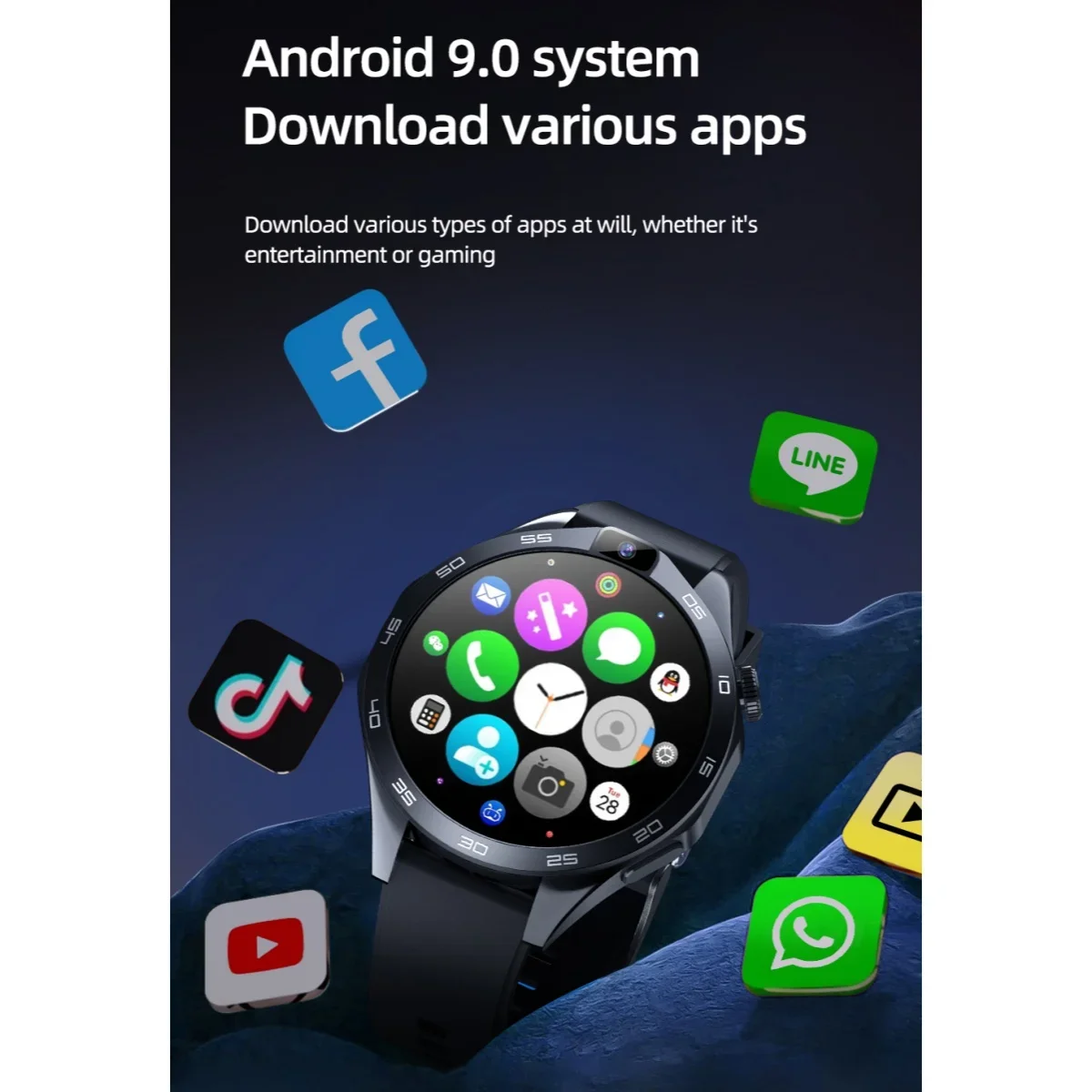 ���� Smartwatch 4G ���� ���׷��̵� Ĩ SIM ī�� 8GB + 128GB �ȵ���̵� 8.1 ��� ī�޶� WIFI GPS 1.85 ȭ�� 1380Mah Smartwatch Simcard