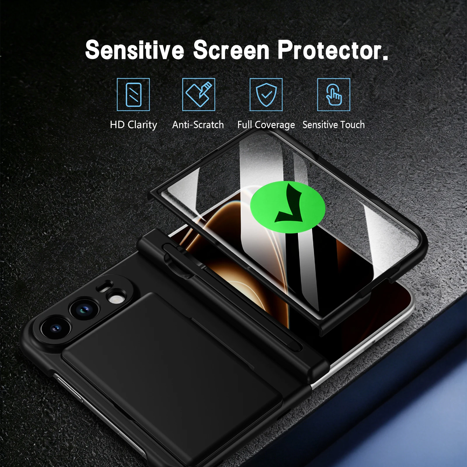 S Pen Holder Phone Case with Hinge Protection, Card Holder, Stand, Screen Protector, and Wallet Functionality