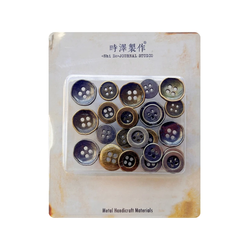 

Vintage handmade decorative metal button materials DIY scrapbook two-color jewelry collage accessories
