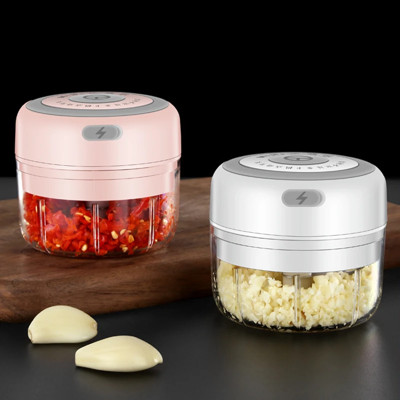 Electric Mini Garlic Chopper, 250ml Plastic Usb Rechargeable