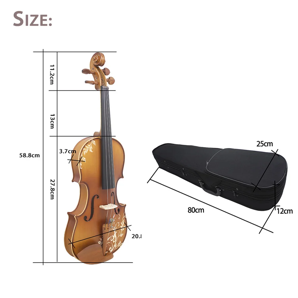 キルトメイプル1枚板 バイオリン 4/4サイズ ノーラベル 4/4 Violin Acoustic Maple Panel Carved Natural Color Violin