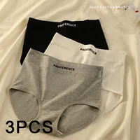 3PCS/set Color Panties Cotton Women Comfortable High-waist Underwear Soft Lingerie Breathable Female Panty Fitness Sports Briefs 1