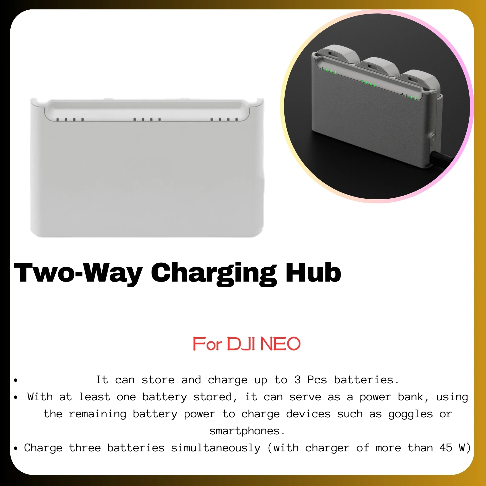 Batteries DJI Neo - Lot 2/3 Pces, Chargeur 65W - Compatible Drone Neo