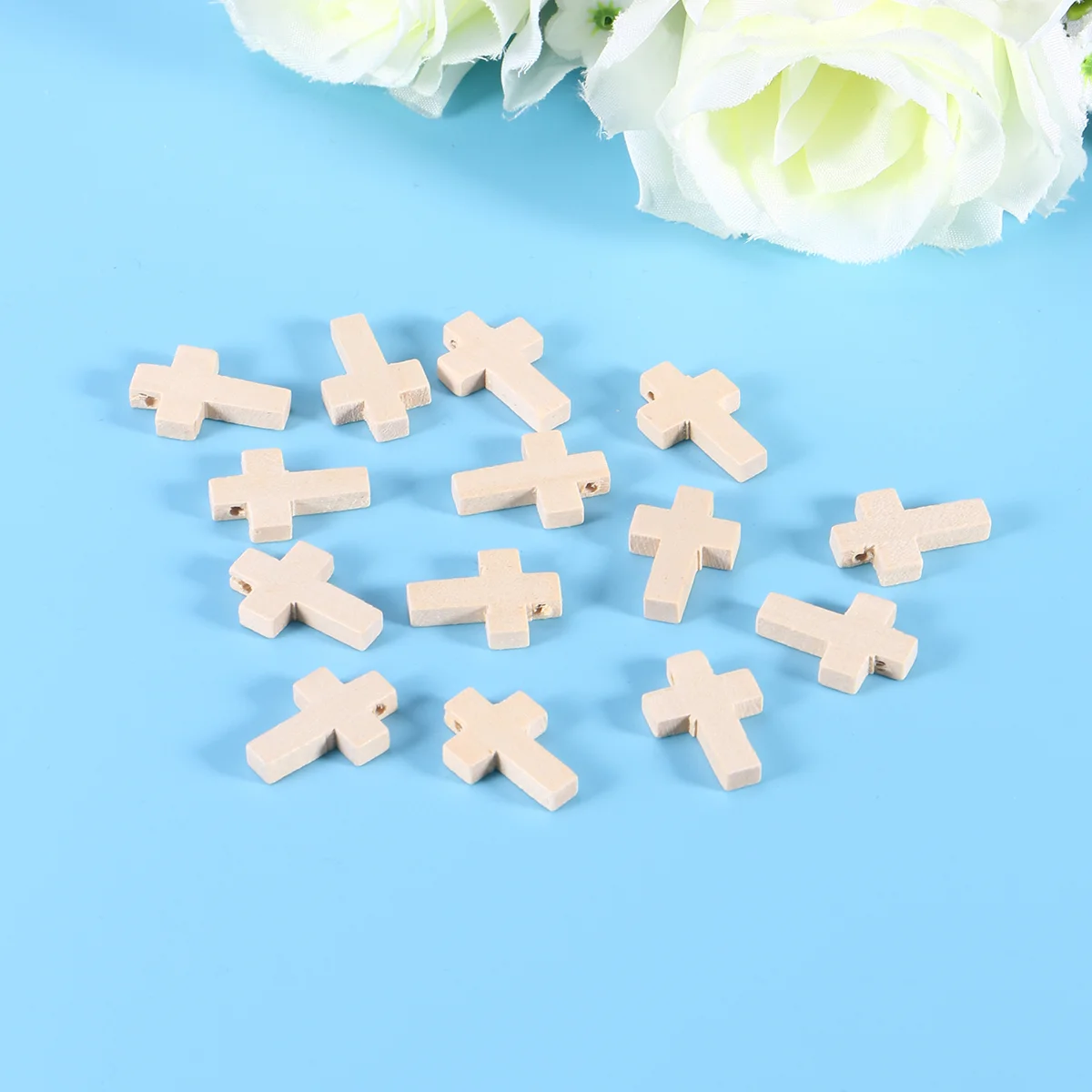 100 Pcs DIY Wooden Accessories Dyed Polished Pendants Hollow Out Necklace Cross Bamboo