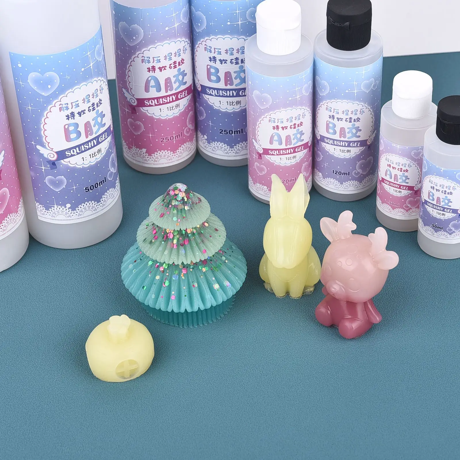100/240/500/1000ML 1:1 AB Squishy Resin Gel Soft Liquid Squishy Making Kits DIY Decompression Squeezing Toys Gift Resin Glue uv resin glue uv bonding glue kit