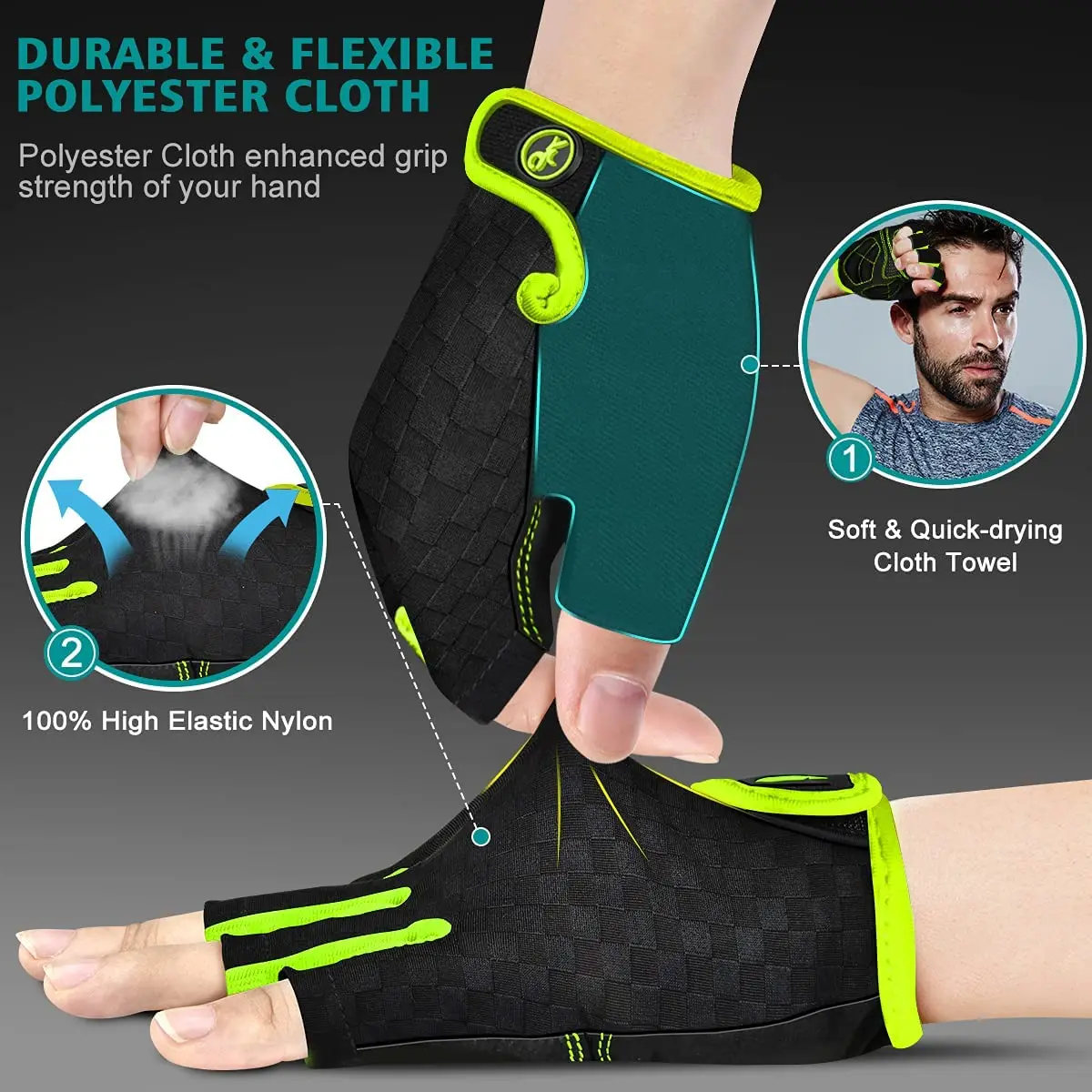 MOREOK Unisex Sports Gloves Fingerless Lycra MTB Road Bicycle Gloves 5MM Gel Pad Outdoor Anti-slip Bike Cycling Gloves Men Women 4