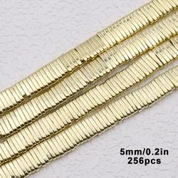 Rose Gold Hematite Stone Rectangle Spacer Beads, 5x1mm - 5x1mm 256pcs (9K Gold)