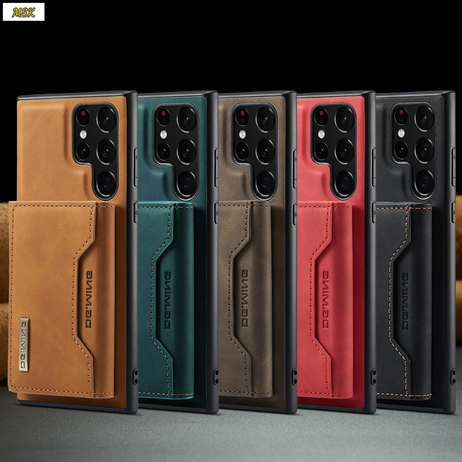 Custodia A Portafoglio Magnetica Tri-Fold Per Samsung S21 S22 S23 S24 Plus Ultra Z Fold5 Fold4 Fold3-Protezione Stile Retrò