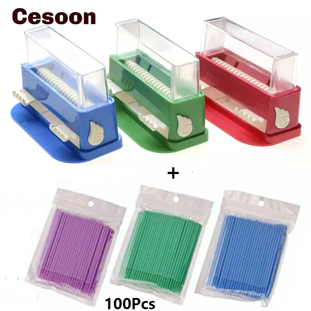 

Cesoon 1 Set Dental Micro Applicator Tip Brush Dispenser With 100 Disposable Microfiber Applicators Brush Dentistry Tools