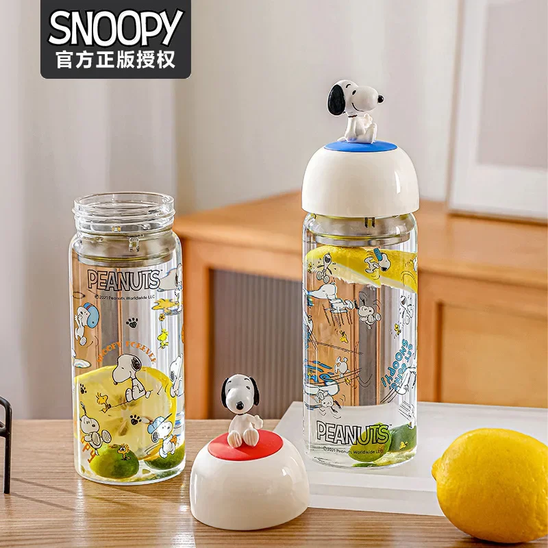 

New Kawaii Anime Cartoon series Snoopy Creative beauty value cute girls heat-resistant glass cup student portable cup gift