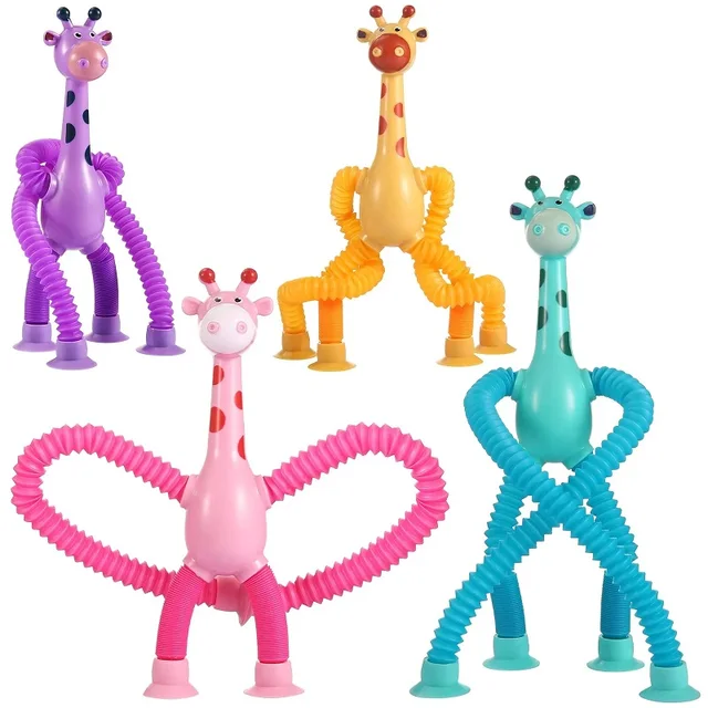 Children Suction Cup Toys Pop Tubes Giraffe Anti-stress Squeeze Toy 3