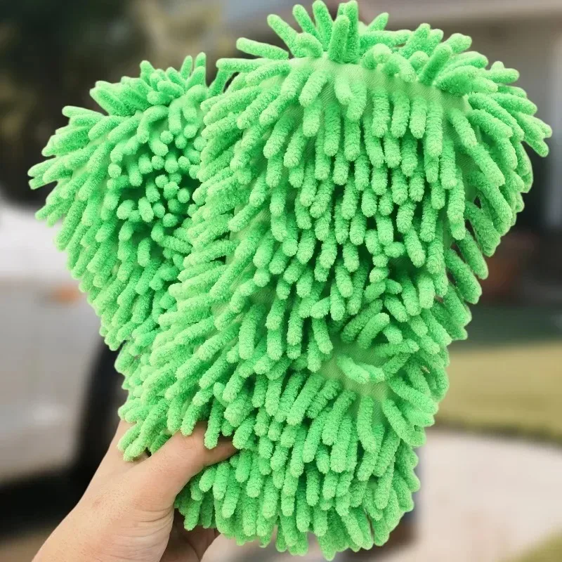 Coral Plush Chenille Sponge for Car Interior Cleaning Scratch-Free Dust Removal & Auto Body Dashboard Cleaning Tool Wash Gloves