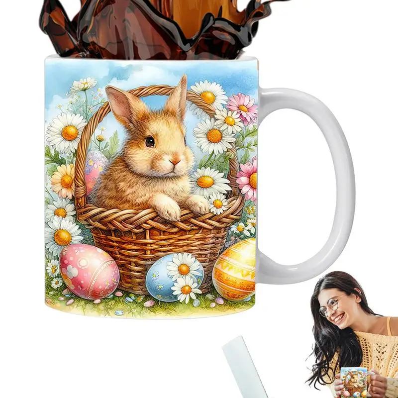 

Bunny Coffee Mug Cute Easter Bunny Pattern Design Mugs Funny Bunny Themed Mugs For Family Friends Gift Kitchen Drinkware Supply