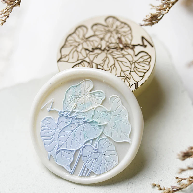 New 3cm Wax Seal Stamp Fire Lacquer Multi-Layer Carved Large Leaf Wax Seal Stamp Brass Head DIY Envelope Sealing Toy